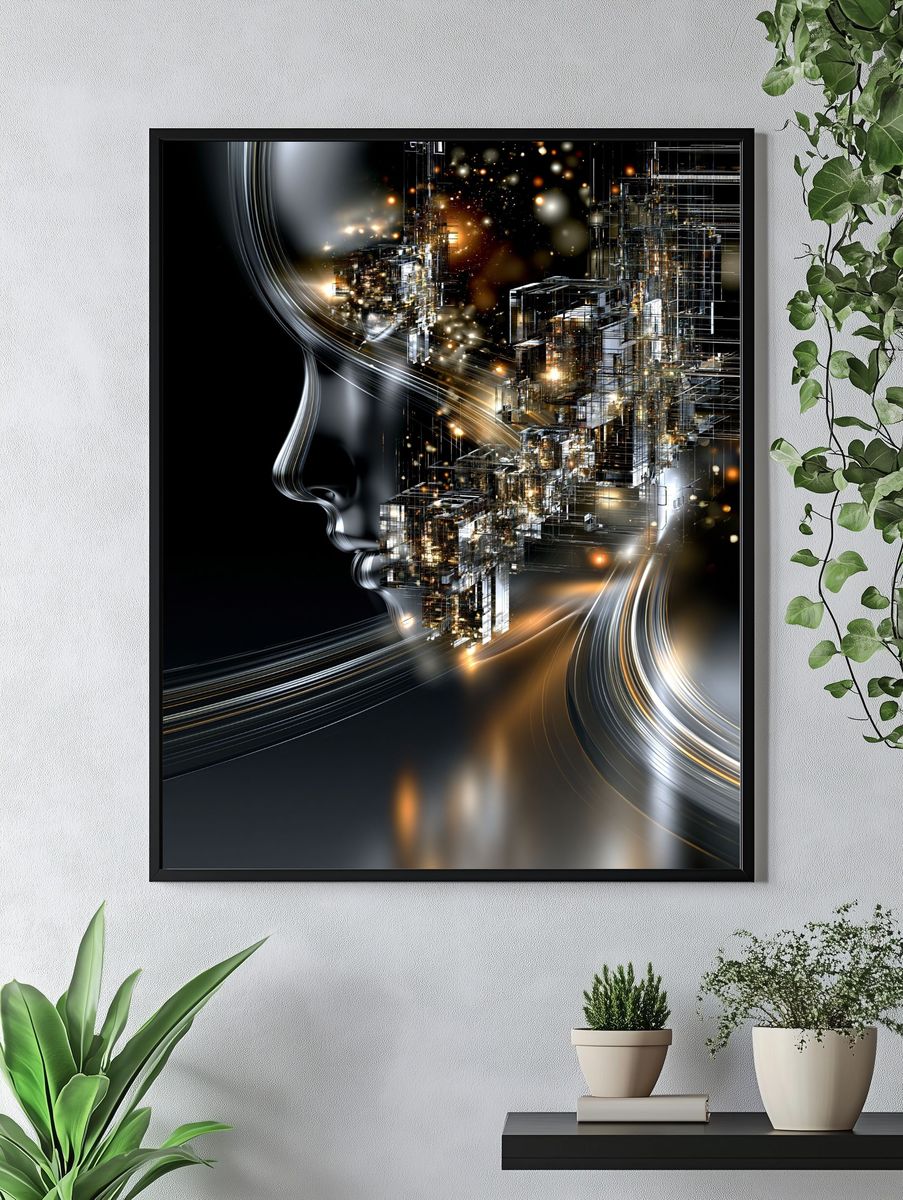 Futuristic Cityscape Abstract Print. — room view 4