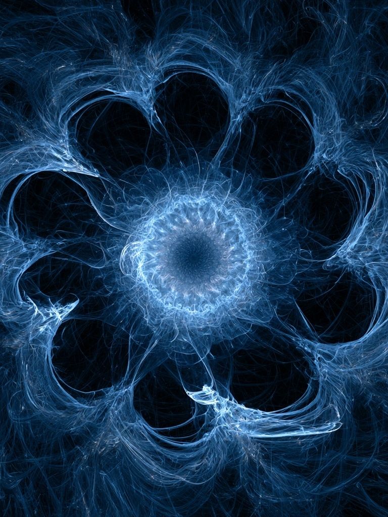 Blue Fractal Bloom Abstract Poster. poster detail