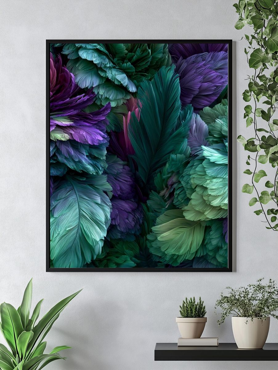 Feather Bloom Abstract Print. — room view 4