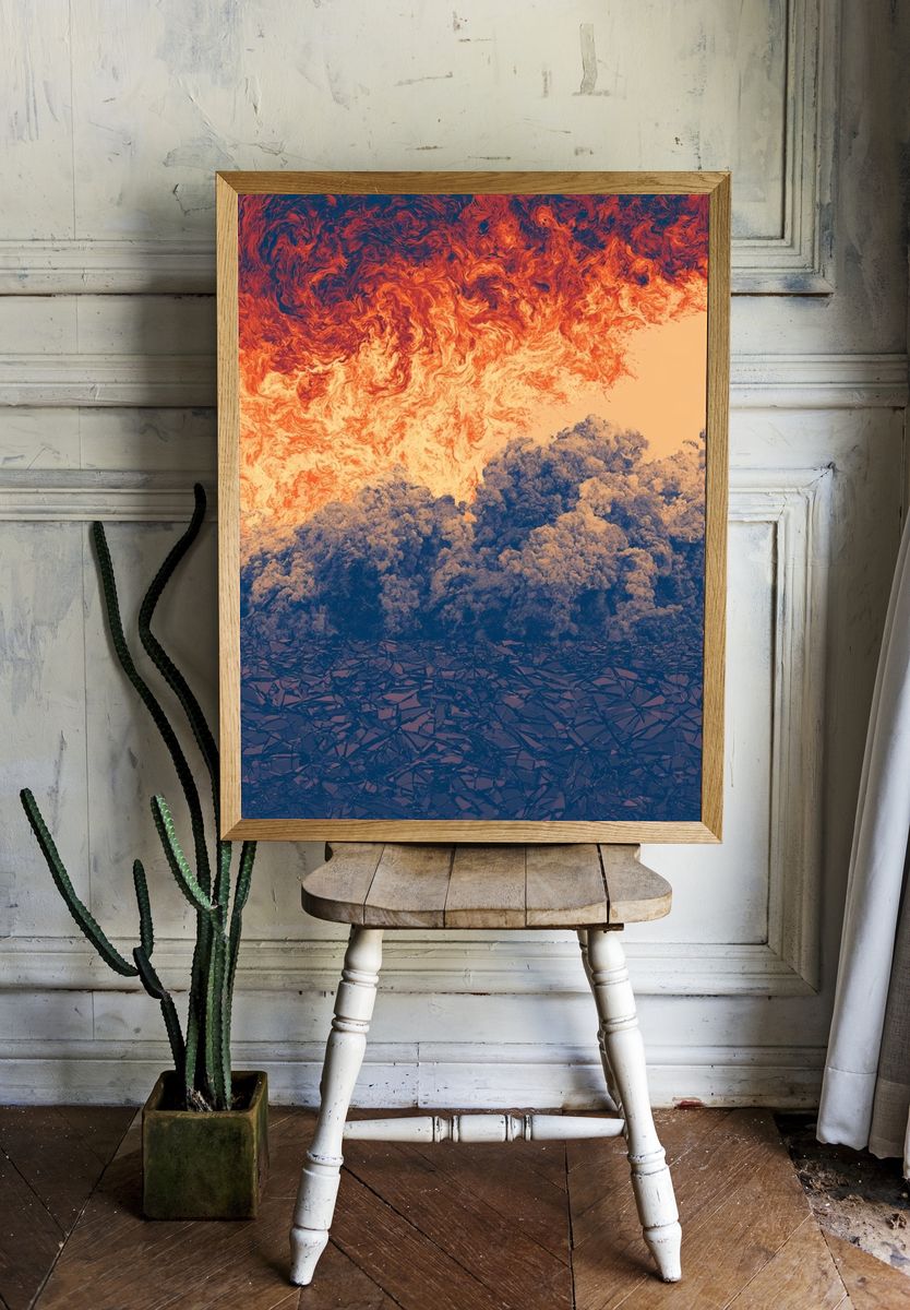 Molten Sky Abstract Print. room preview