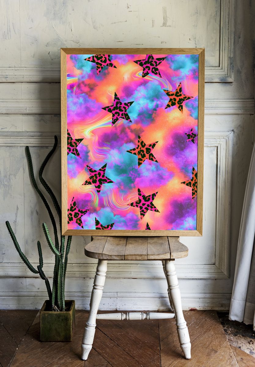 Neon Star Cloud Abstract Poster. — room view 1