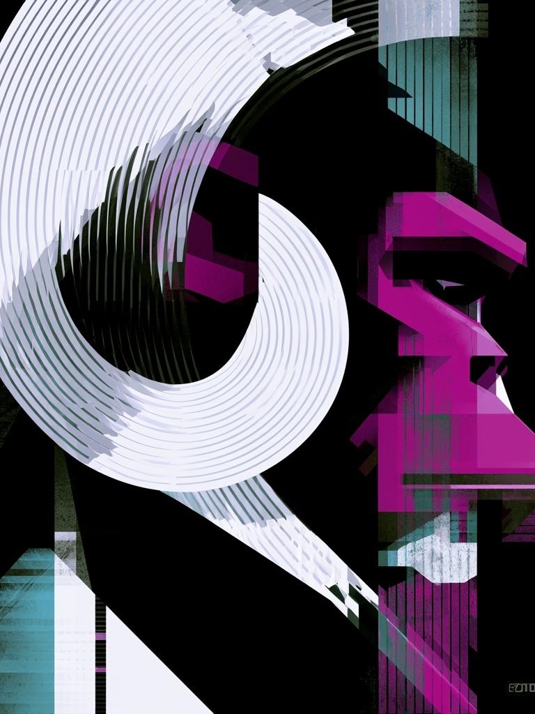 Neon Glitch Abstract Poster. poster detail