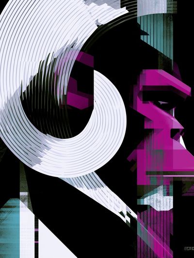 Neon Glitch Abstract Poster. poster