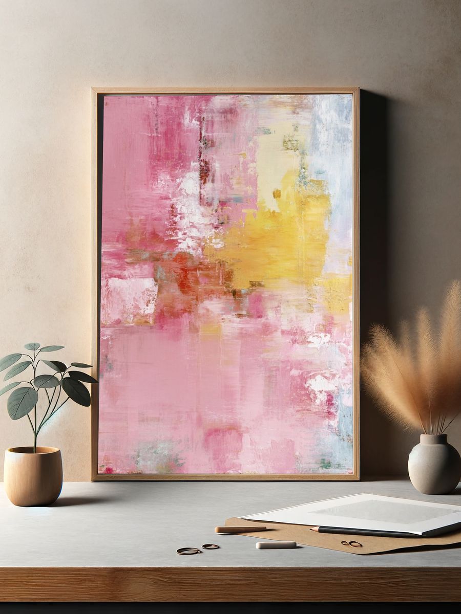 Blush Pastel Abstract Poster. — room view 2