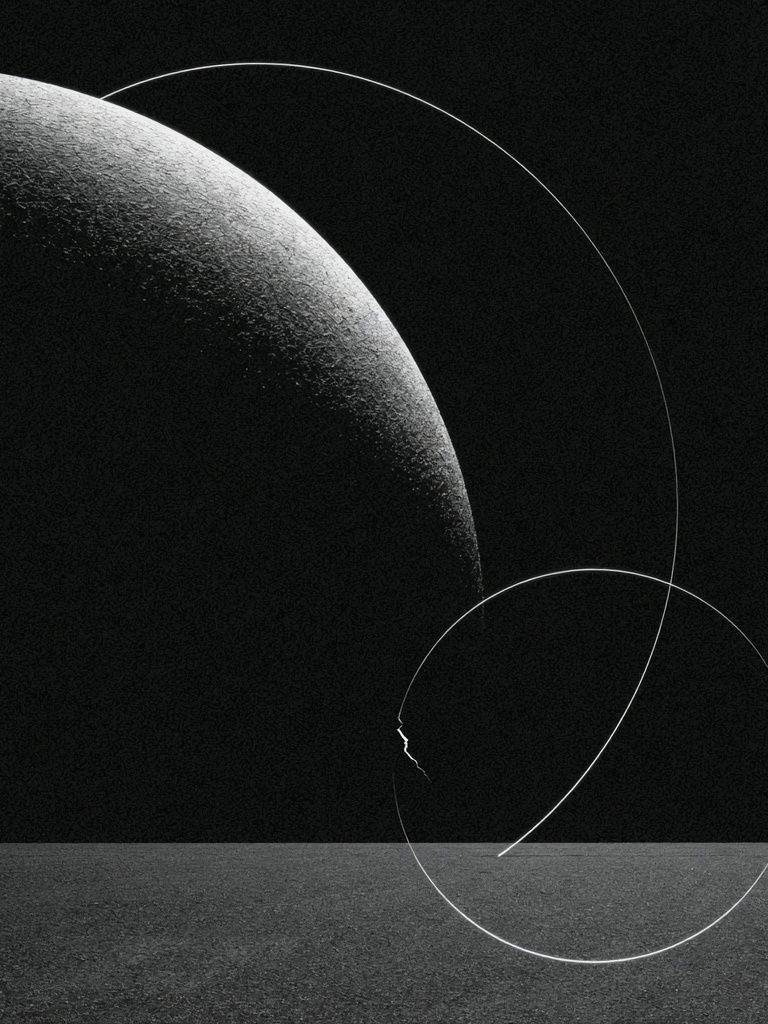 Monochrome Lunar Orbit Abstract Poster. poster — abstract art
