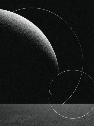 Monochrome Lunar Orbit Abstract Poster. poster