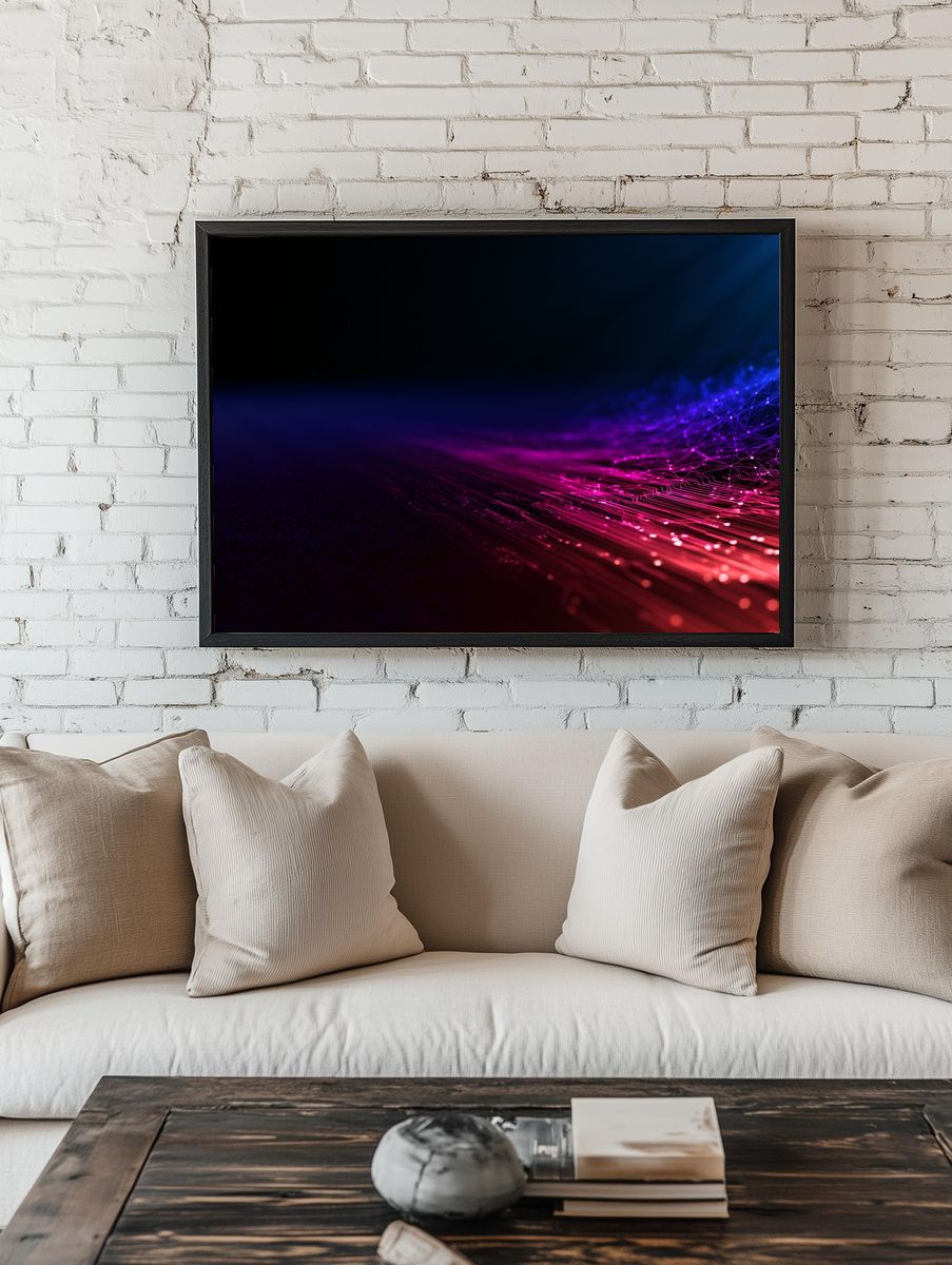 Neon Data Wave Abstract Poster. — room view 1