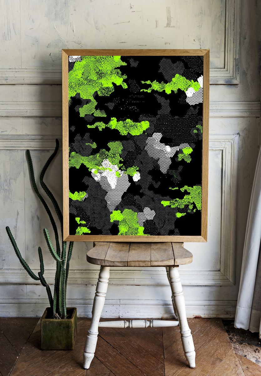 Neon Camouflage Abstract Poster room preview