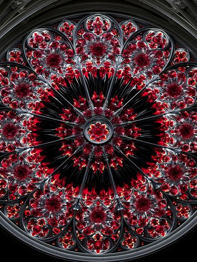 Crimson Rose Mandala Abstract Poster.