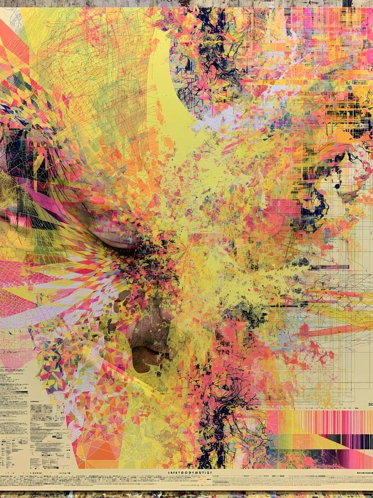 Abstract Neon Face Poster. poster detail