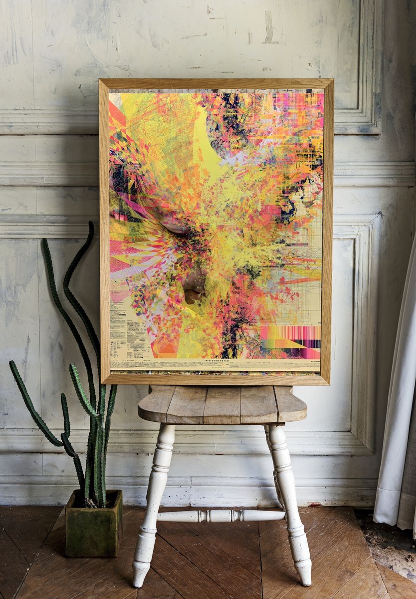 Abstract Neon Face Poster. room preview