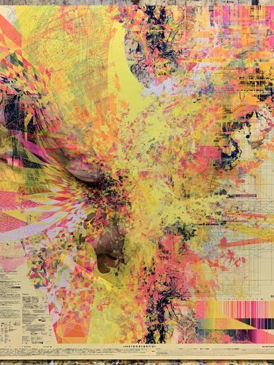 Abstract Neon Face Poster.