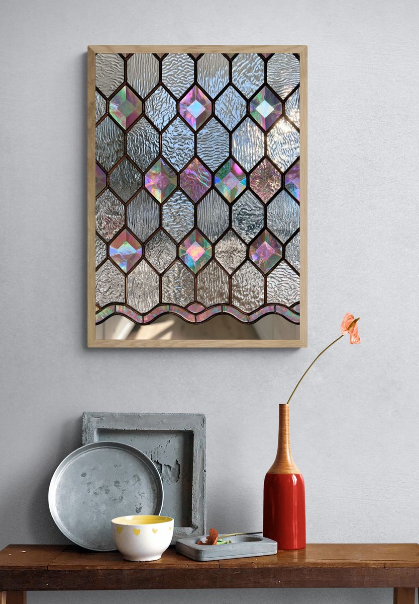 Iridescent Stained Glass Pattern Poster. — room view 3