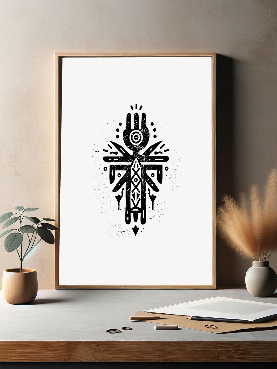 Abstract Tribal Symbol Print. — room view 2