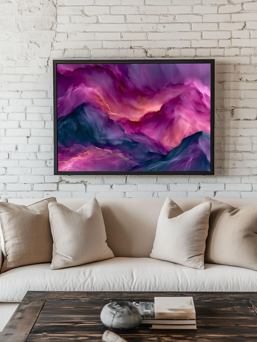 Dreamscape Mountains Abstract Print. room preview