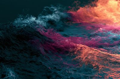 Neon Ocean Waves Abstract Poster. poster