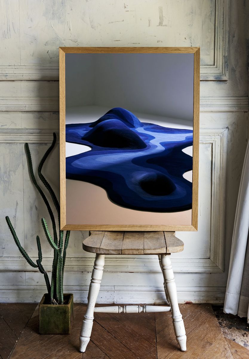 Blue Topographic Abstract Poster. room preview