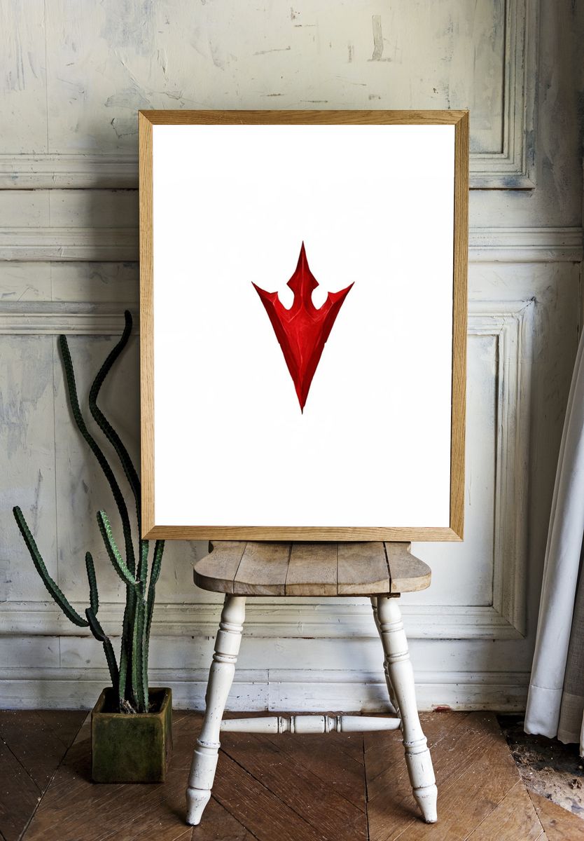 Red Crown Abstract Print. — room view 1