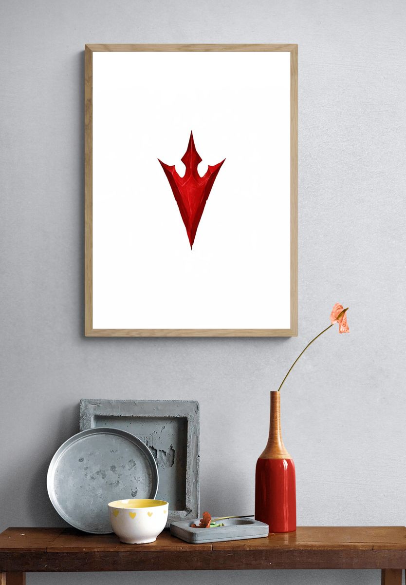 Red Crown Abstract Print. — room view 3