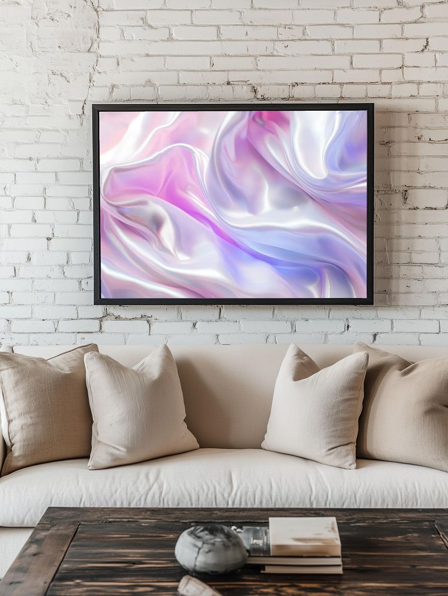 Pastel Silk Waves Abstract Poster. — room view 1