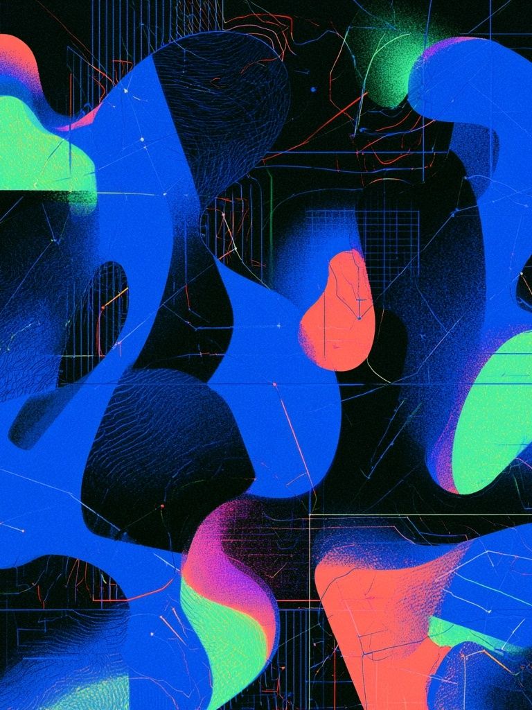 Neon Fluid Geometry Abstract Poster. poster detail