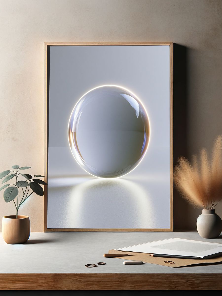 Luminous Glass Orb Abstract Poster. — room view 2