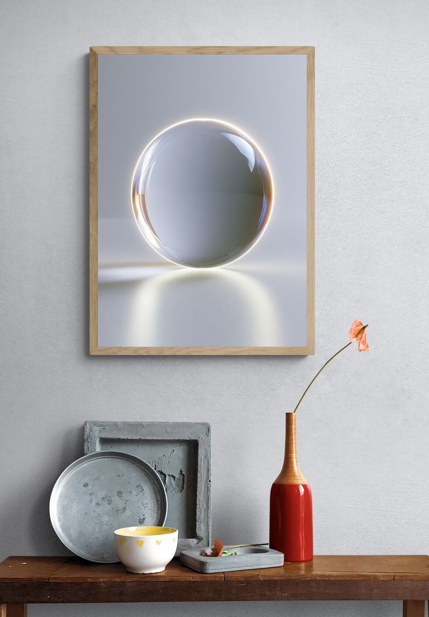 Luminous Glass Orb Abstract Poster. — room view 3