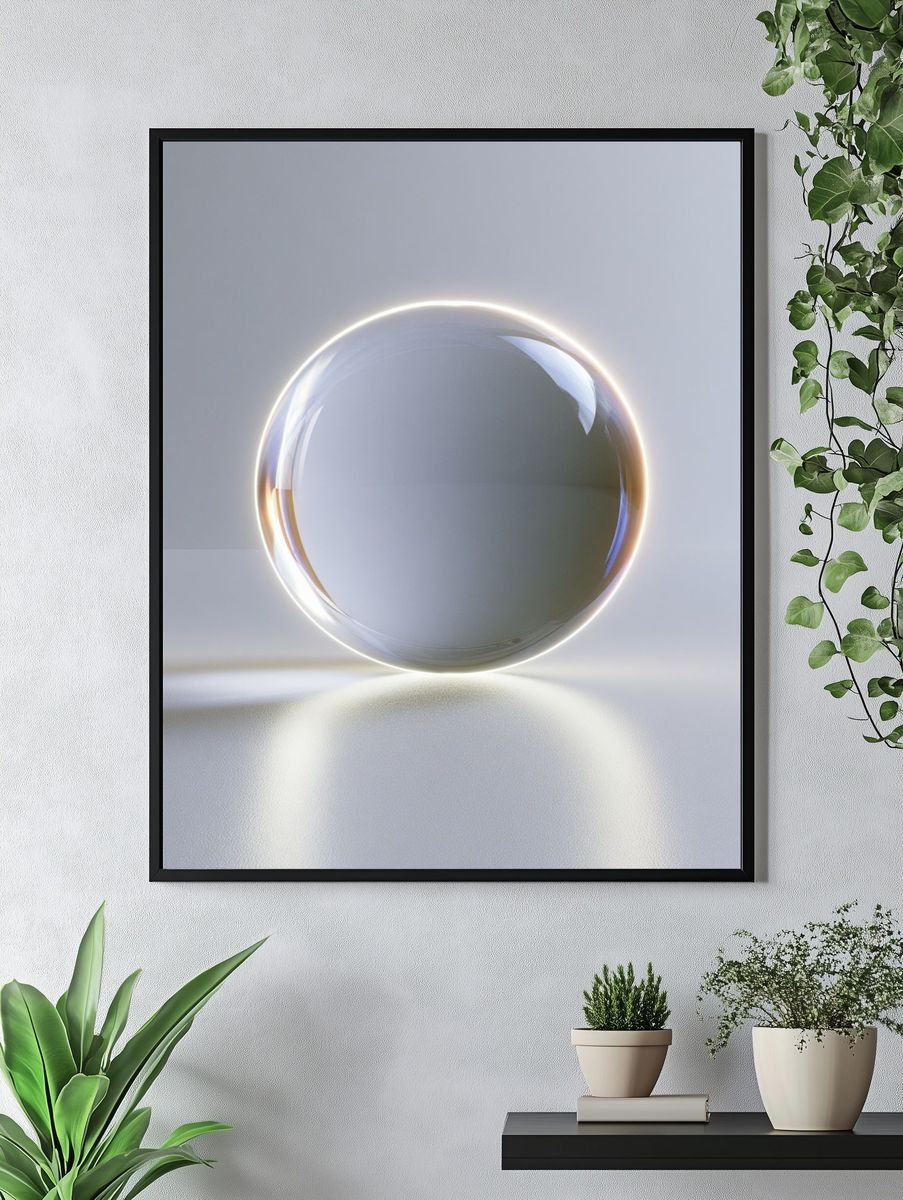 Luminous Glass Orb Abstract Poster. — room view 4