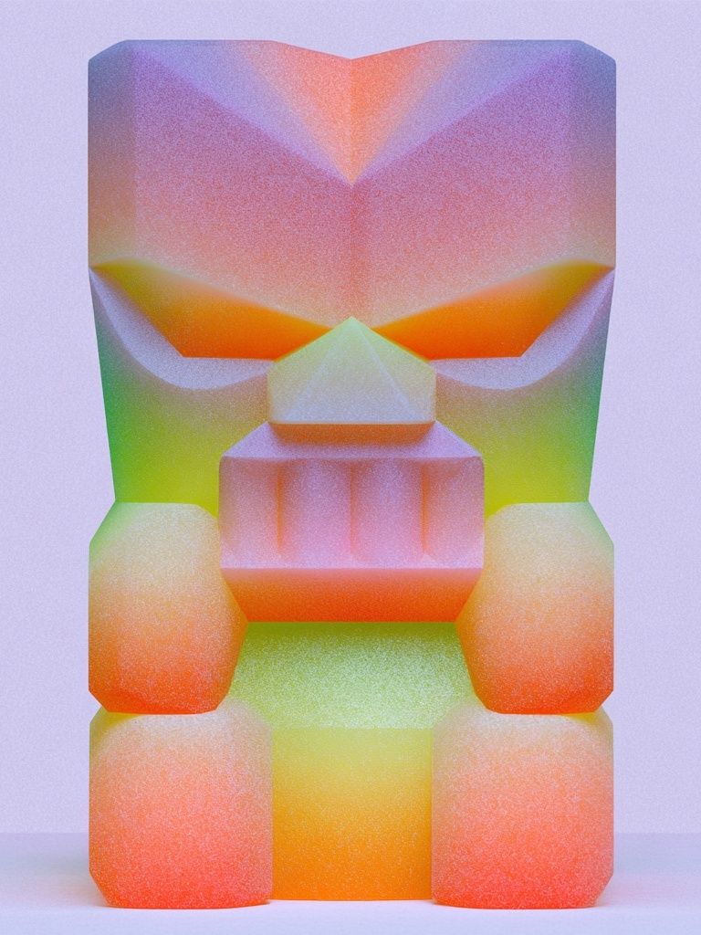 Neon Geometric Face Abstract Poster. poster detail