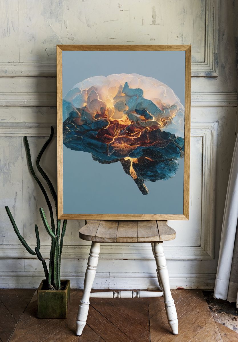 Abstract Brain Glow Poster. room preview