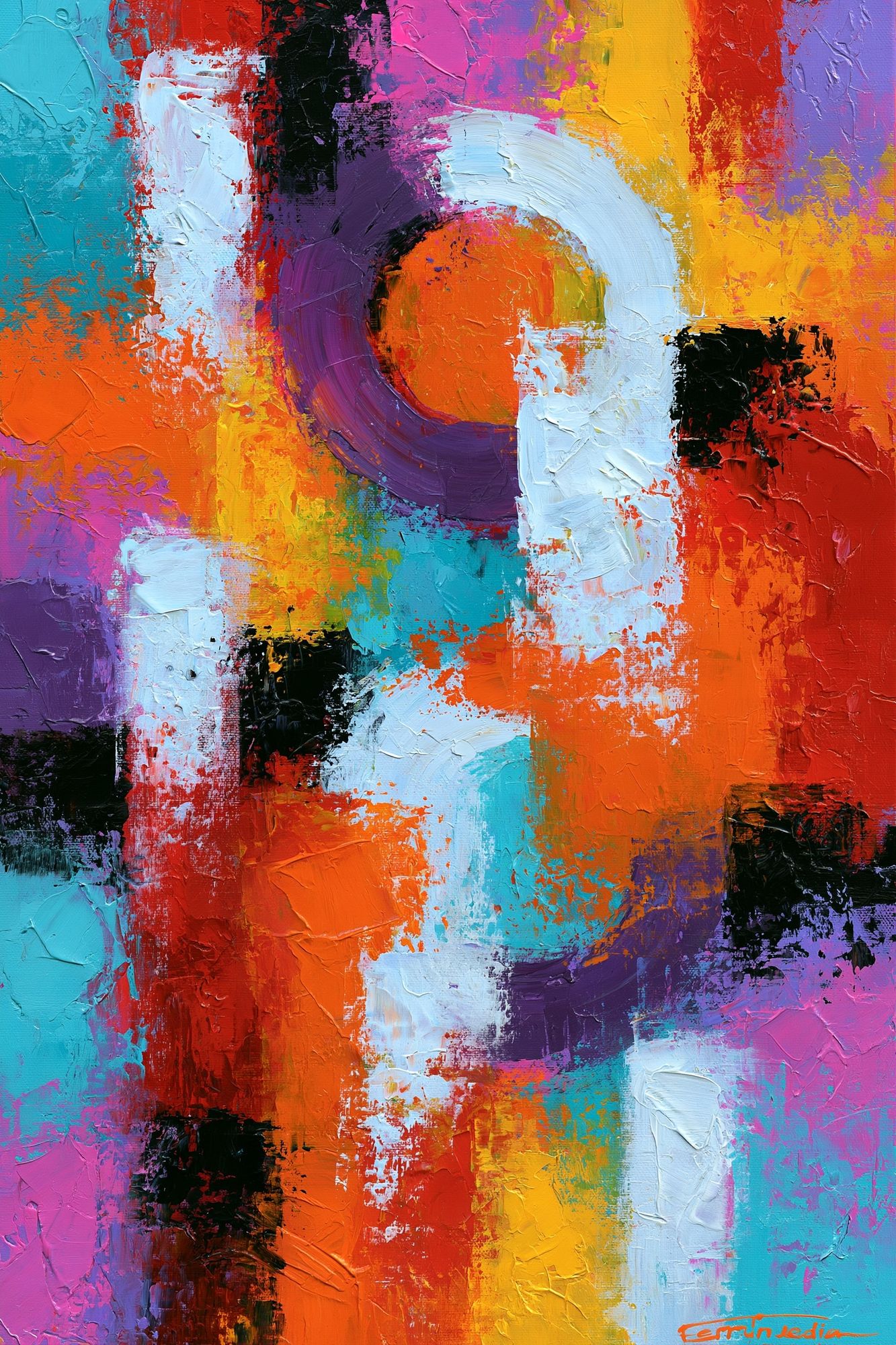 Vibrant Circular Abstract Poster. poster — abstract art