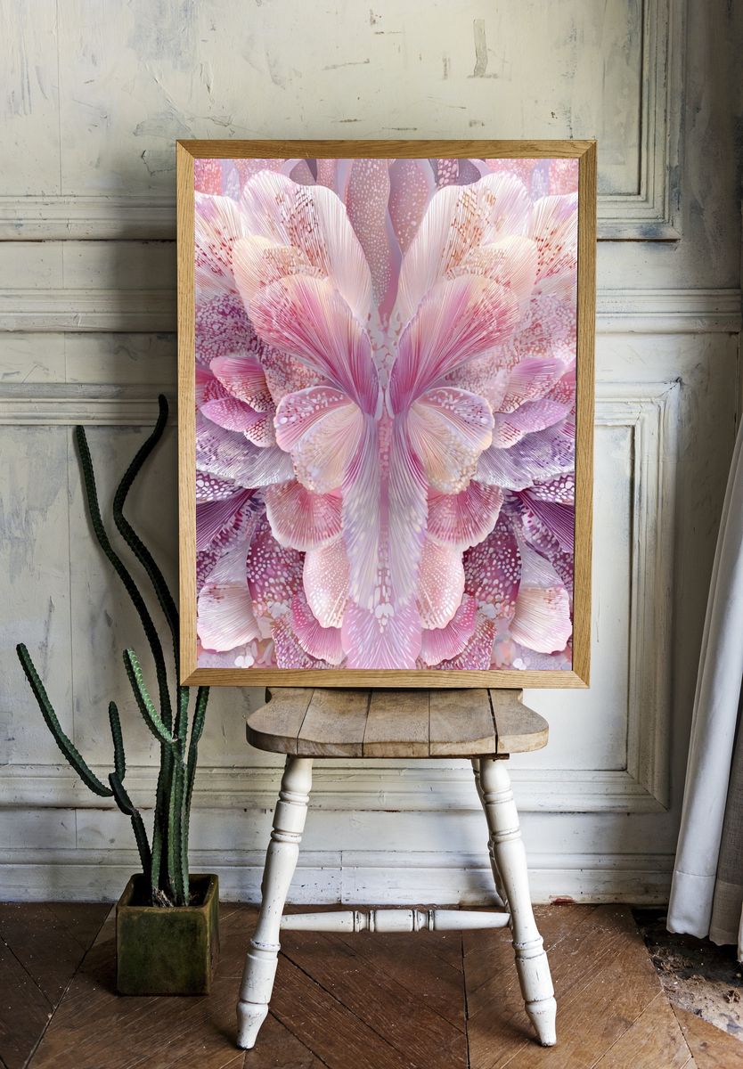 Blush Petal Bloom Abstract Print. — room view 1