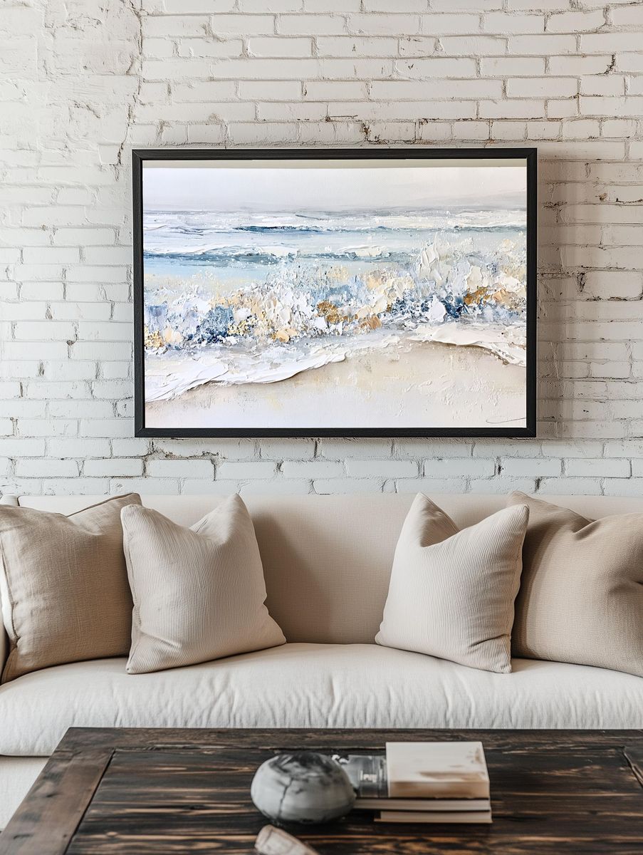 Coastal Waves Abstract Print. — room view 1