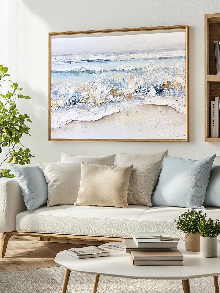 Coastal Waves Abstract Print. — room view 2