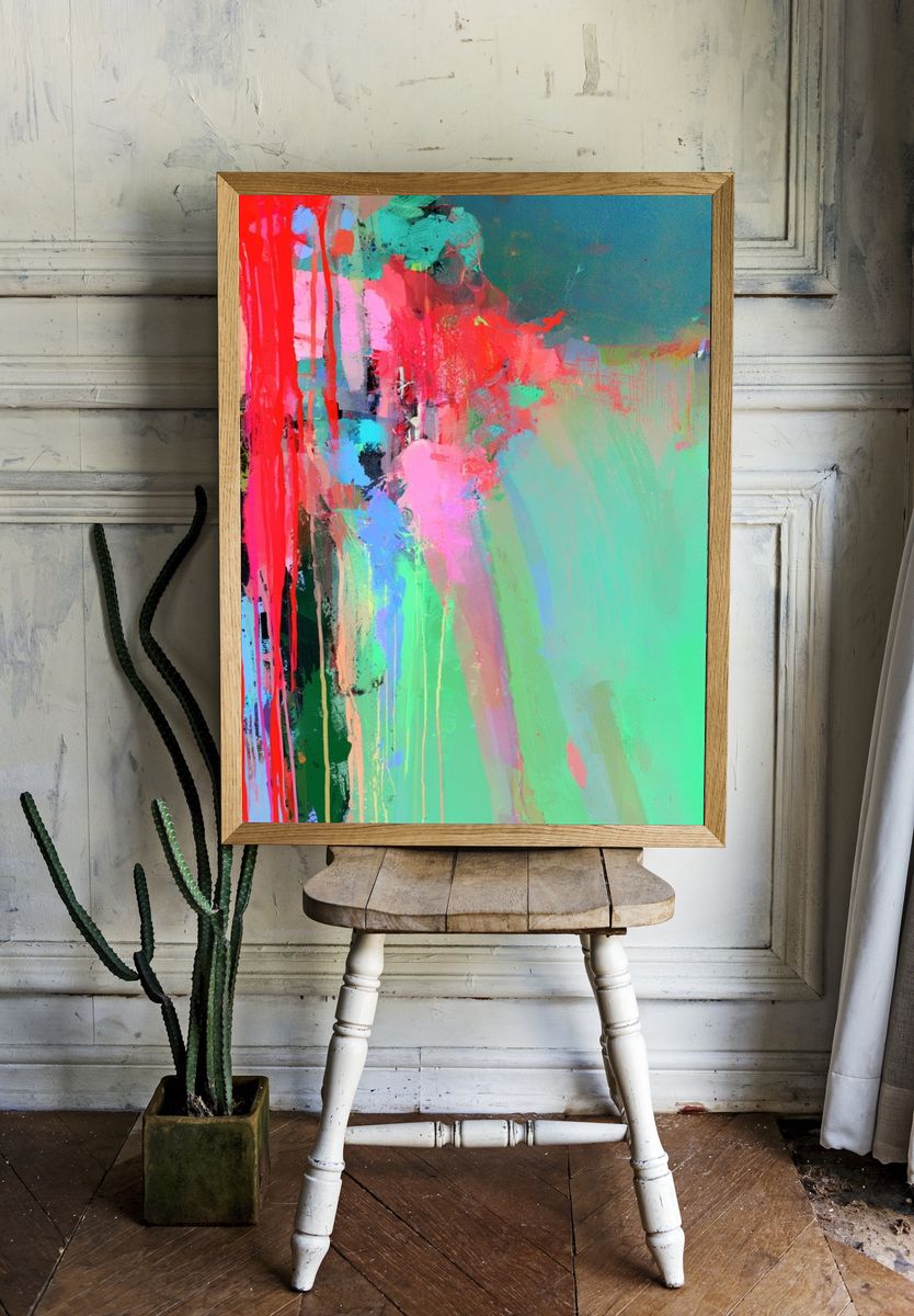 Neon Color Drip Abstract Poster. room preview
