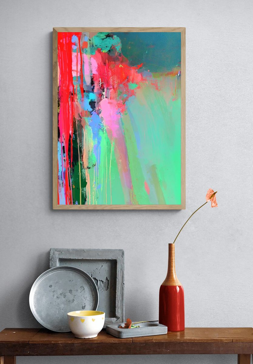 Neon Color Drip Abstract Poster. — room view 3