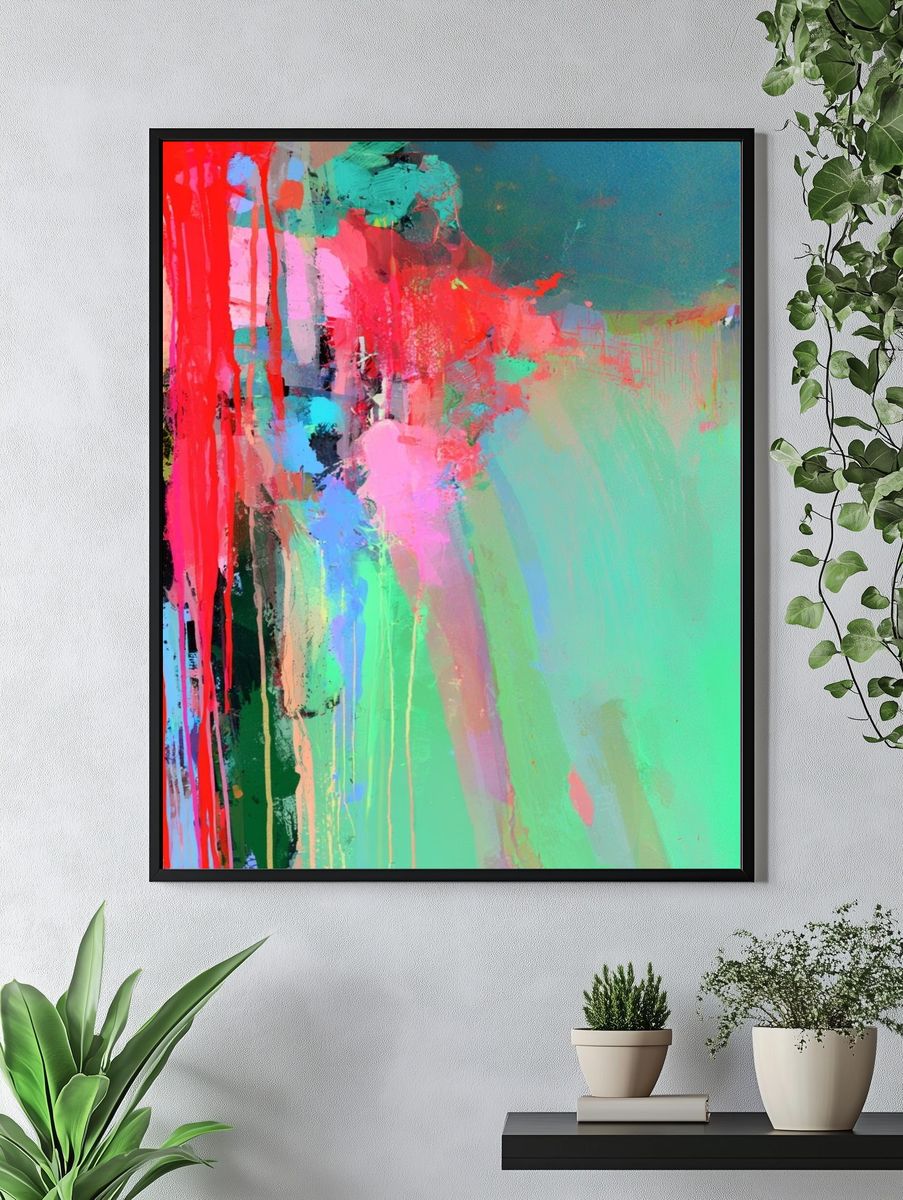 Neon Color Drip Abstract Poster. — room view 4