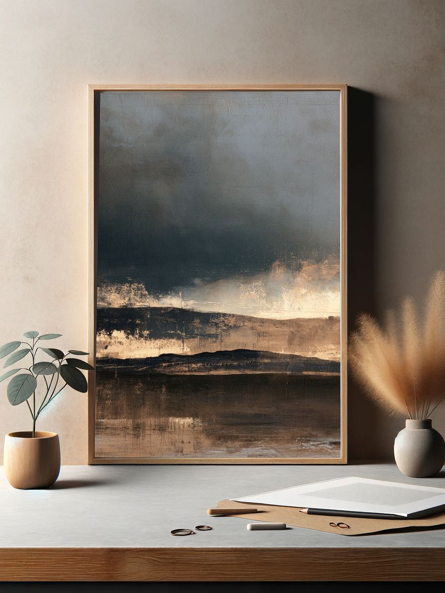 Moody Horizon Abstract Print. — room view 2