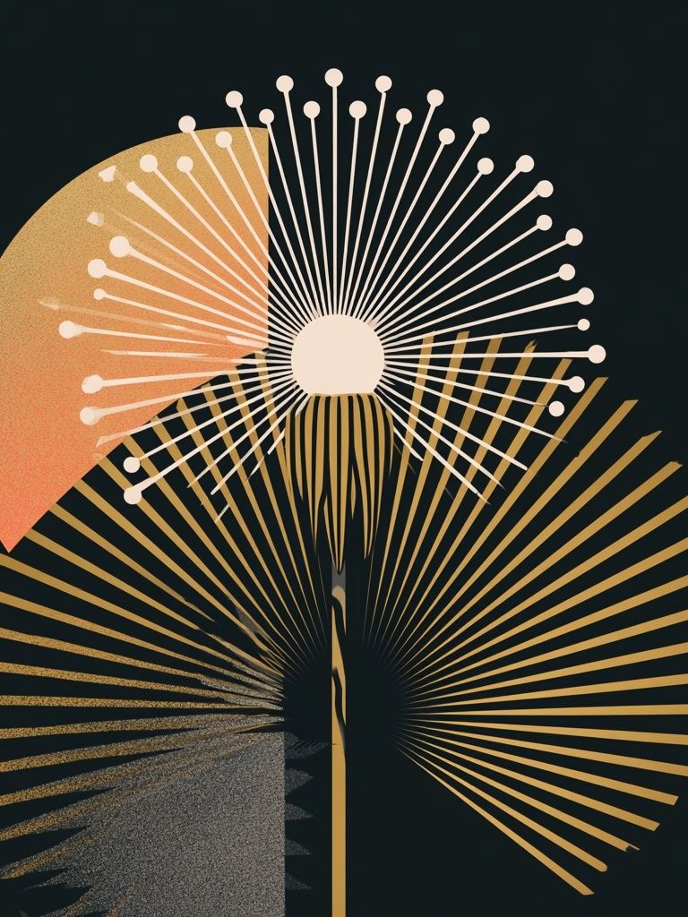 Golden Sunburst Abstract Poster. poster detail
