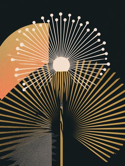 Golden Sunburst Abstract Poster. poster