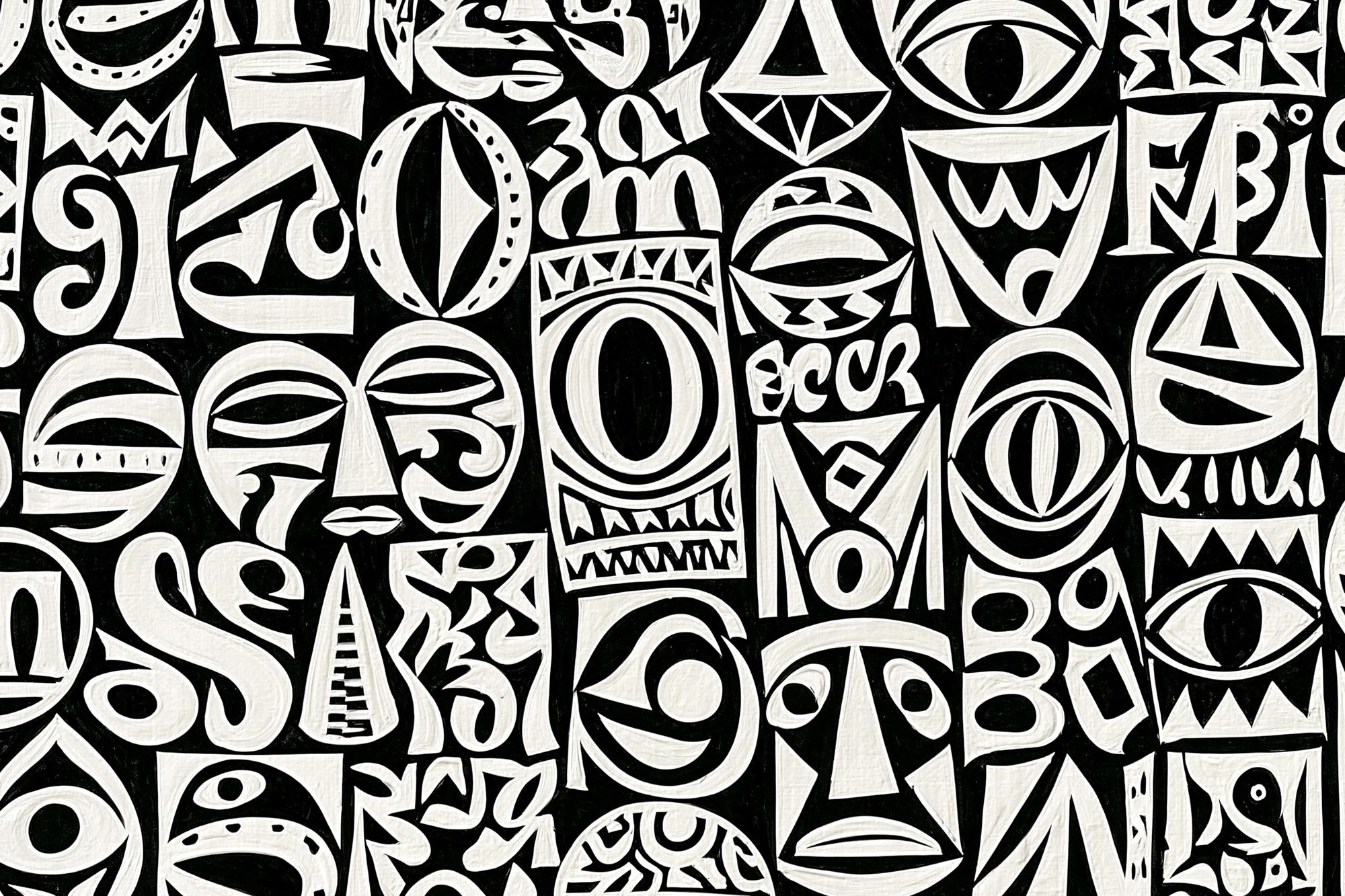 Tribal Mask Pattern Abstract Print. poster detail