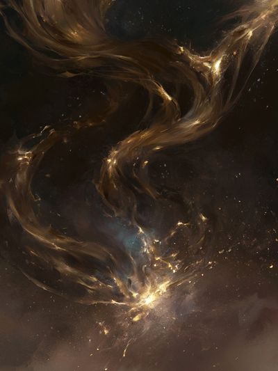 Golden Nebula Abstract Poster. poster