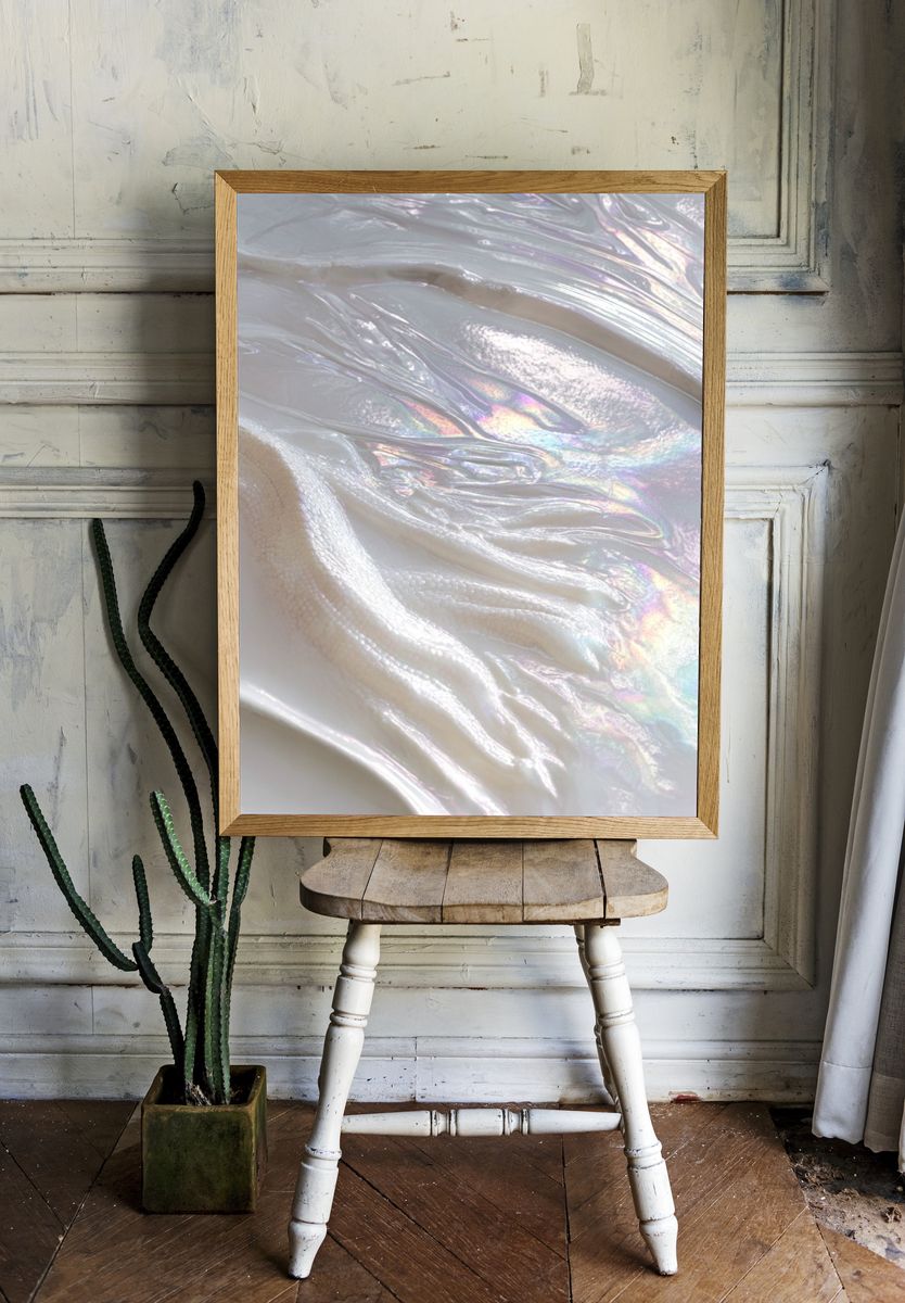 Iridescent Pearl Texture Abstract Print. — room view 1