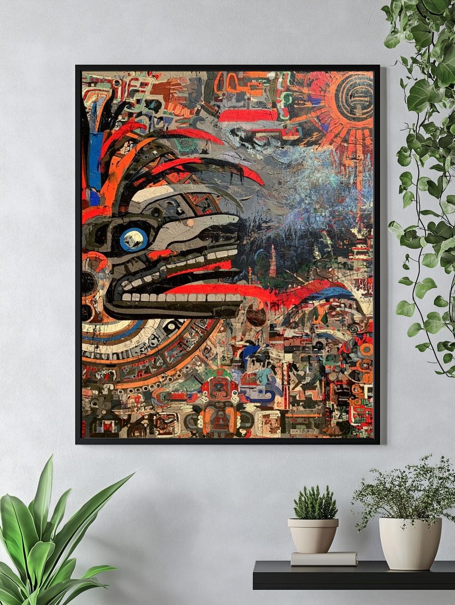 Aztec Sun Mask Abstract Poster. — room view 4
