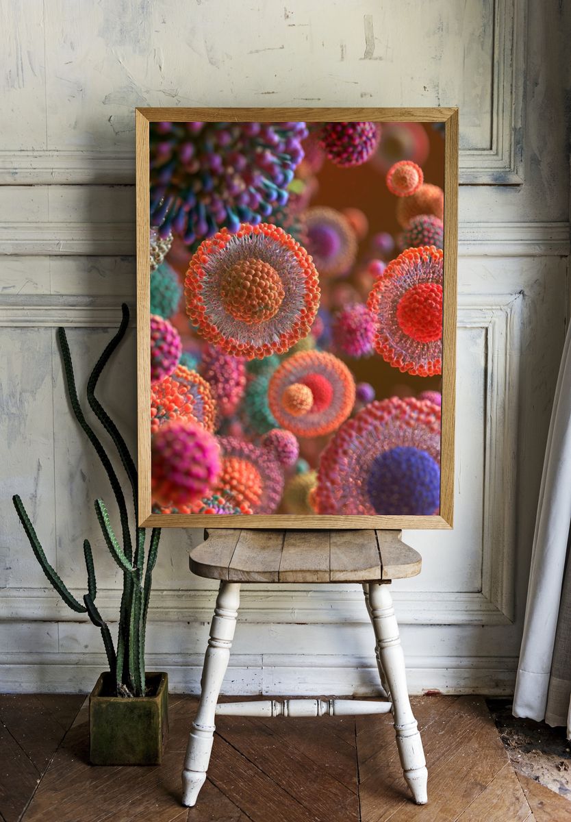 Colorful Micro Bloom Abstract Poster. — room view 1
