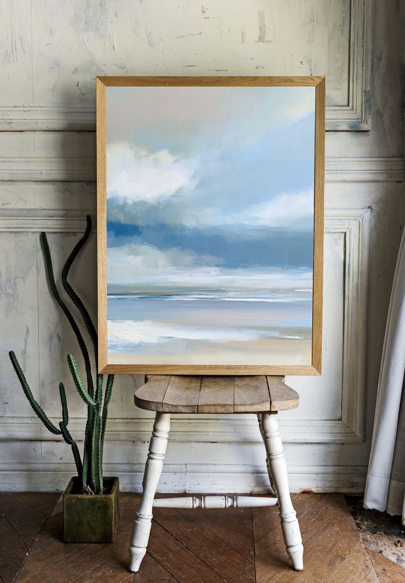Coastal Sky Abstract Print. room preview