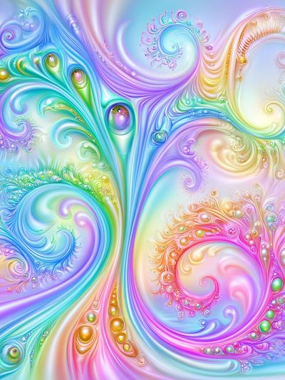 Pastel Fractal Swirls Abstract Poster. poster