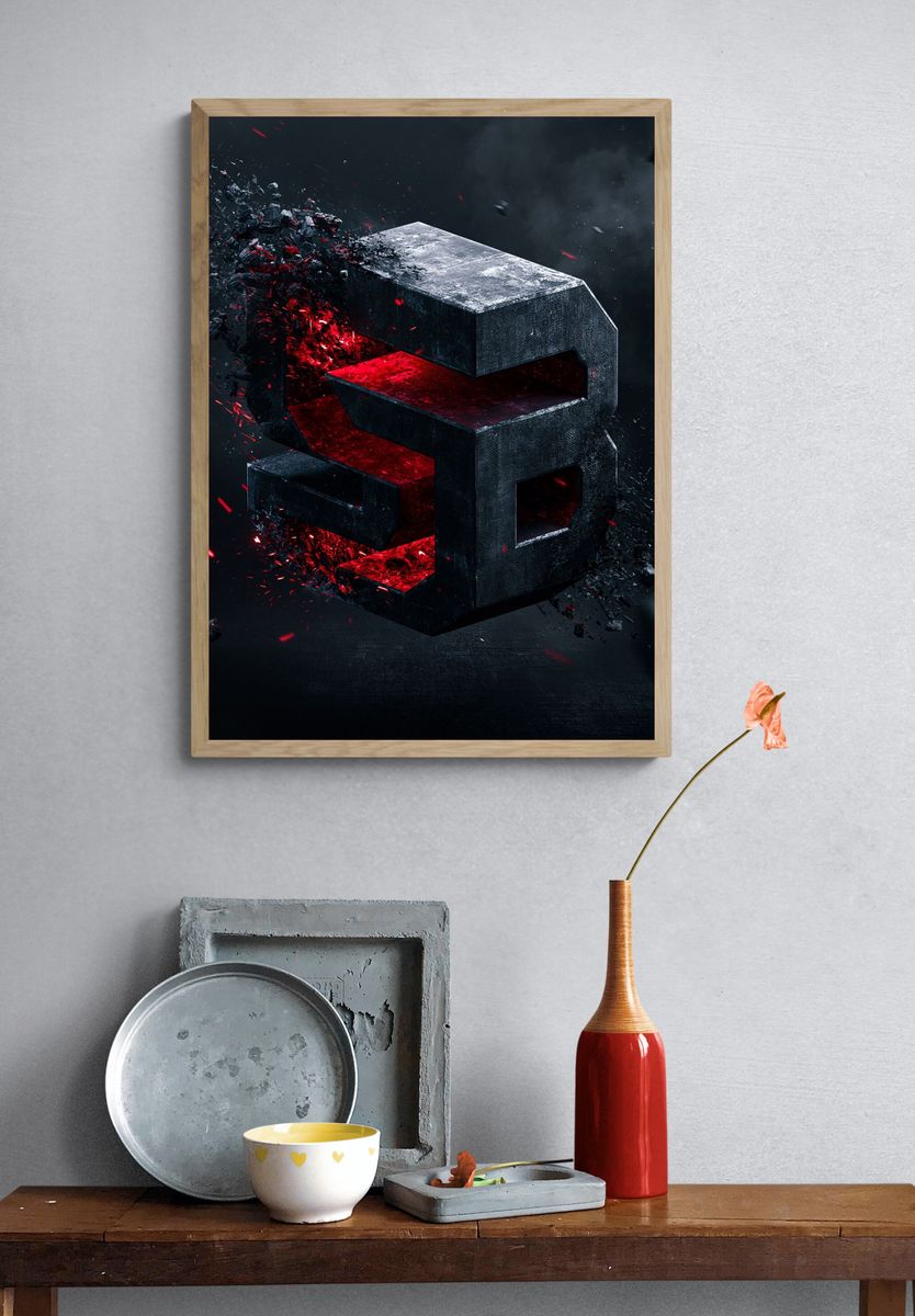 Exploding Metallic S Poster. — room view 3