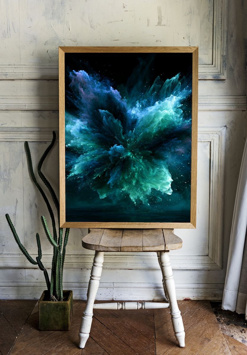 Cosmic Color Burst Abstract Poster. room preview