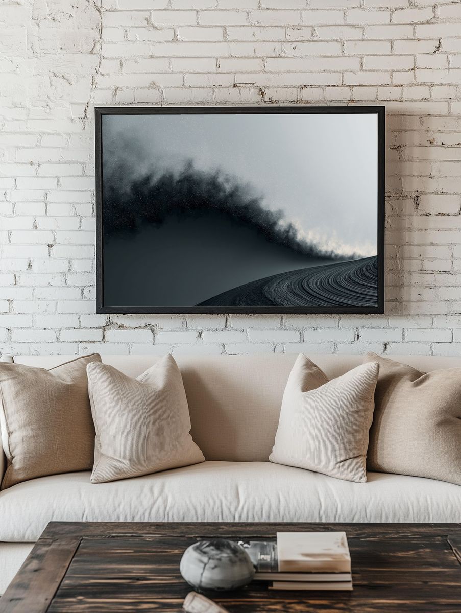 Monochrome Sand Dune Abstract Print. — room view 1